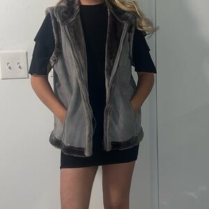 Gray Faux Fur Vest